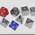 Colorful Polyhedral Dice Collection Featuring Red Blue Silver Six Eight Twenty Sided Shapes