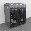 White Double Door Wine Cooler With Glass Doors Bottles Inside And Control Panel On Top 3d model