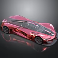 Pink Futuristic Sports Car With Sleek Body Transparent Roof And Black Wheels