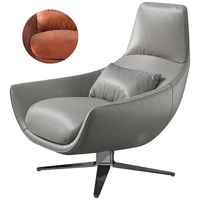 Gray Leather Modern Office Chair With Comfortable Cushion And Swivel Base Design 3d model