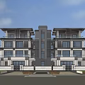 Modern Duplex Villa Exterior Design With Large Windows And Green Lawn