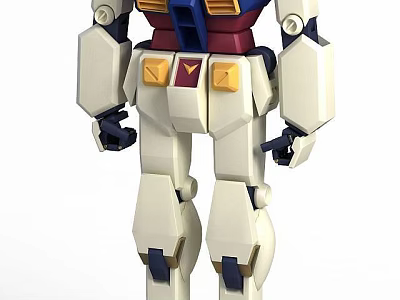 Tech Exhibition Hall Showcasing Robot Model With Mechanical Joints White Blue Red Yellow Accents 3d model