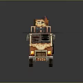 Orange And Beige Truck With Roof Platform Railing Cargo Box And Small Figure