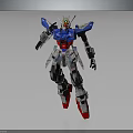 Blue White Red Mechanical Robot Character In Standing Pose With Detailed Design