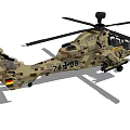 Military Helicopter With Camouflage Paint Cockpit Rotors Weapon Equipment And Serial Number 14+08