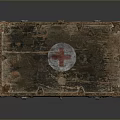 Vintage Medical Wooden Box With Red Cross Symbol And Rustic Design