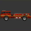 Red Classic Fire Truck With Rescue Ladder And Emergency Equipment