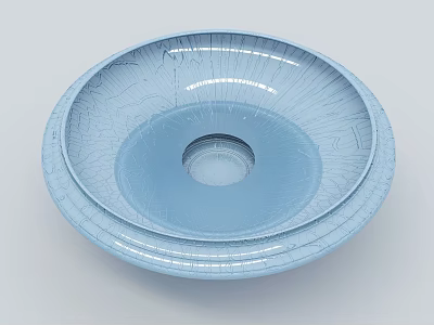 Light Blue Plastic Bowl With Textured Exterior And Smooth Circular Interior Design 3d model