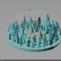 Decorative Snow Globe With Blue Trees Tents And Miniature Winter Scene Reflection