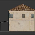 Model House With Brown Tiled Roof Beige Walls Windows Door And Covered Porch