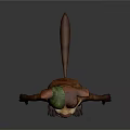 Animated Movie Game Character with Brown White Fur Green Hat Standing Pose and Sly Expression
