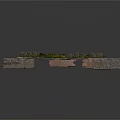 Ruined Scene 3D Model With Stones Bricks Overgrown Weeds And Stone Steps