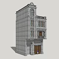 Classical Style Commercial Complex With Multi Story Building And Ornate Arched Windows 3d model