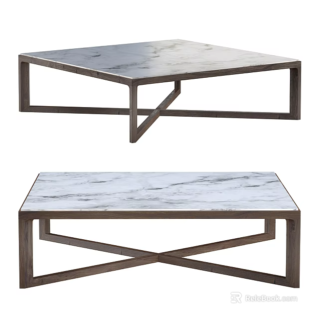 Modern Marble Dining Table With Cross Metal Frame And Sleek Design 3d model 
