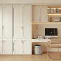 Modern Built in Wardrobe with Multiple Doors and Study Desk Interior 3d model