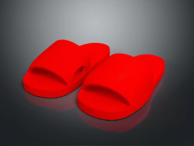 Bright Red Indoor Slippers With Soft Sole And Comfortable Design For Home Use 3d model