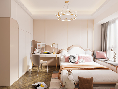 Modern Children's Room Girls Room Bedroom 3d model