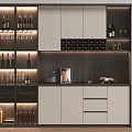 Modern Wine Cabinet Design With Glass Shelves Wine Bottles And Hanging Glasses