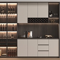 Modern Wine Cabinet High Cabinet Wood 3d model