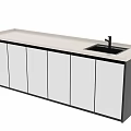 Modern Kitchen Cabinet With White Doors Black Frame Countertop And Sink