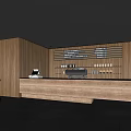 Modern Coffee Shop Interior Design With Wooden Counter Menu Board And Green Plants