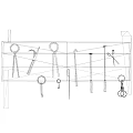 Vintage Hardware Tools Hanging On Wooden Board With Pliers Hammers And Chains