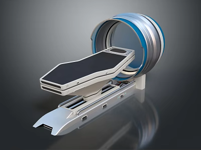 Precision Metallic Equipment With Circular Blue Edge And Flat Platform Support Structure 3d model