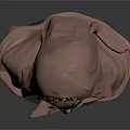 Hooded Male Character 3D Sculpture With Brown Beard Pink Cloak And Silver Base
