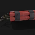 Red Dynamite Bundle as Explosive Weapon Bound with Black Tape and Detonation Fuse 3d model