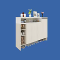 White Shoe Cabinet with Multiple Compartments for Various Shoes and Decorative Items on Top
