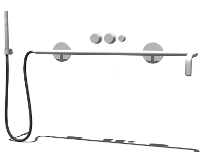 Modern Shower Fixture With Handheld Sprayer Mounting Bar And Control Knobs 3d model
