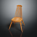 Classic Wooden Chair With Slat Back Design And Curved Seat Structure