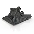Traditional Chinese Architectural Roof Structure with Ornate Tile Design and Decorative Animal Statues