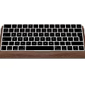 Stylish Modern Computer Keyboard With Wooden Base And Black Keys