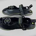 Black Sandals with Yellow Accents Adjustable Straps Sporty Design Comfortable Fit