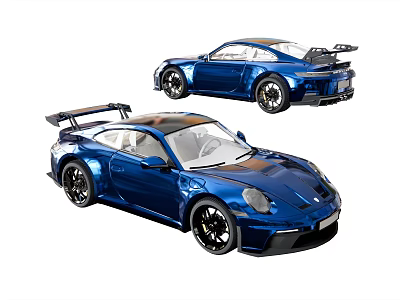 Two Blue Sports Cars With Rear Spoiler And Sleek Exterior Design 3d model
