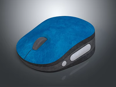 Blue Textured Computer Mouse With Scroll Wheel Ergonomic Design And Gray Base 3d model