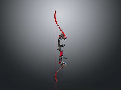 Red Modern Compound Bow With Adjustable Strings Precision Sights And Durable Design For Hunting Sports 3d model
