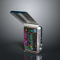 Open Retro Tape Player With Colorful Cassette And Transparent Lid