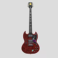 Vintage Red Electric Guitar with Hand Painted Art Supplies Signatures and Stickers
