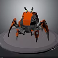 Detailed Red Mechanical Spider Character Design With Antennae 3D Model Platform Base 3d model