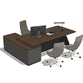 Modern Office Desk Setup With Computer Monitor Desk Lamp And Ergonomic Chair