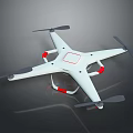 White Quad Drone With Black Propellers And Red Landing Gear Modern Design