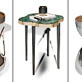Modern Living Room Side Tables With Elegant Marble Tops And Metal Bases