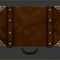 Classic Brown Leather Suitcase With Metal Rivets And Corners For Fashion Accessory