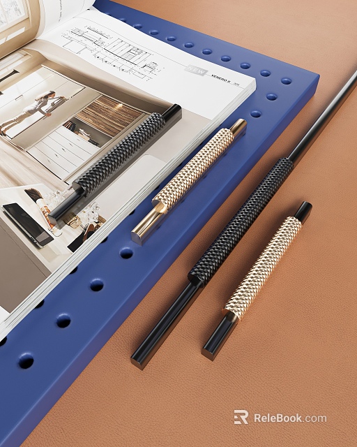 Modern Decorative Furniture Handles With Textured Metal Design For Cabinets And Drawers 3d model 