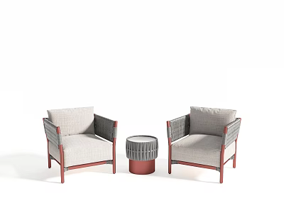 Modern rattan weaving outdoor sofa round table 3d model
