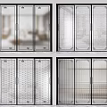 Various Interior Door Designs Featuring Transparent Glass Grid Patterns And Textures 3d model