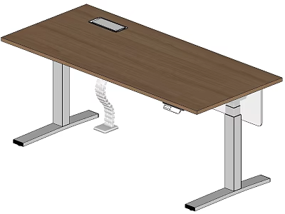 Modern Office Desk With Wooden Top And Metal Legs For Workspace 3d model
