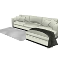 Light Colored Sectional Sofa With Decorative Pillows Ottoman And Area Rug 3d model